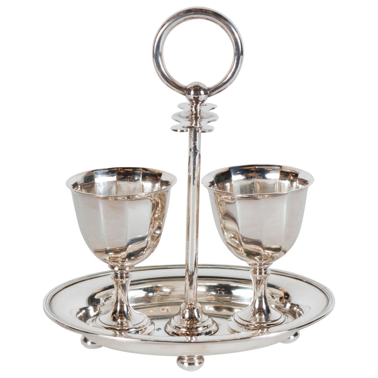 Art Deco Silver Plate Egg Cup Set by Daniel and Arter at 1stDibs