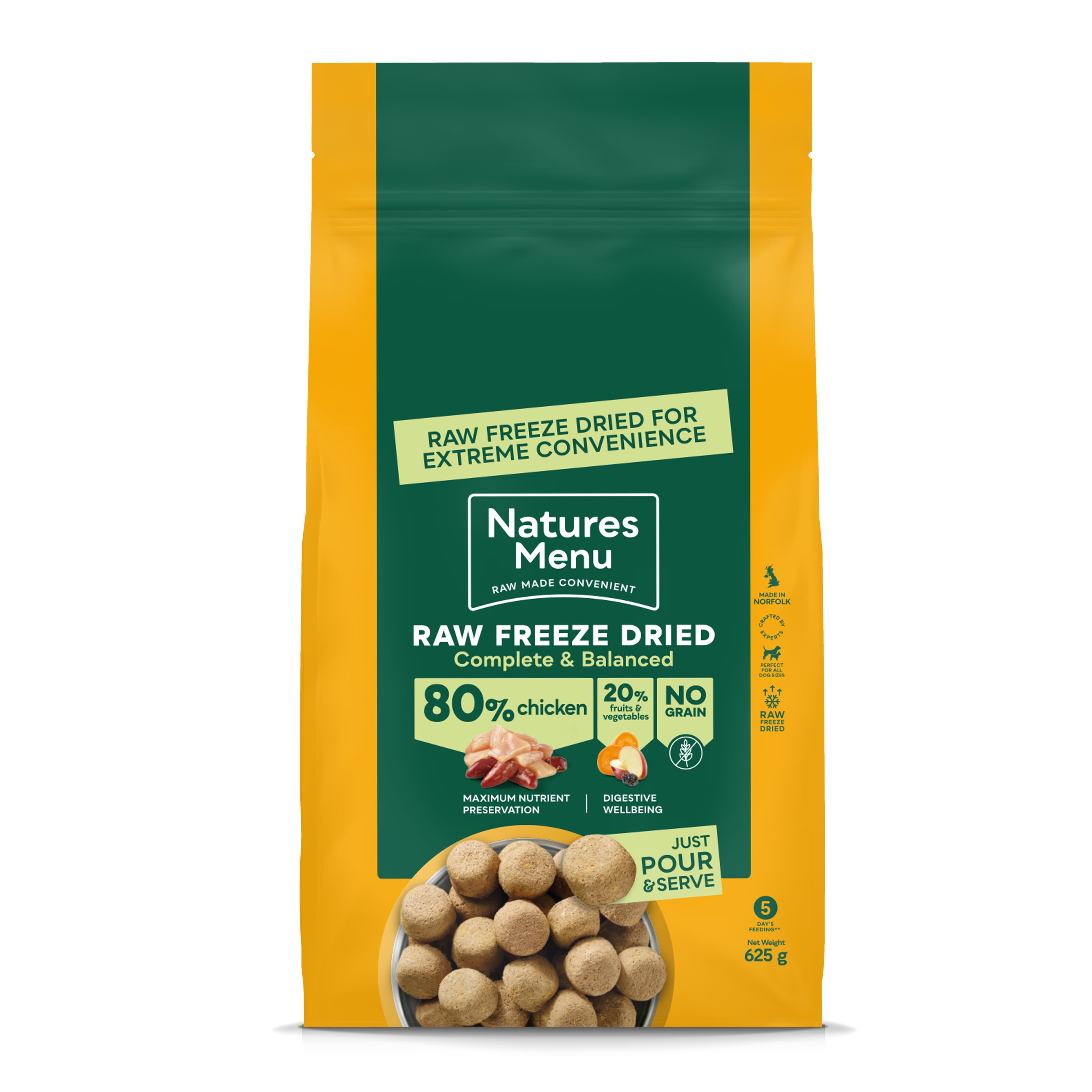 Natures Menu Freeze Dried Chicken Nuggets Raw Dog Food 625g | Jollyes