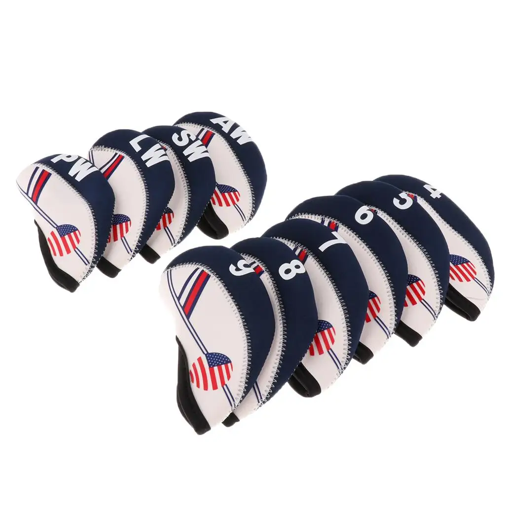 10Pcs/Pack Neoprene Golf Iron Covers Set Golf Club Head Cover covers ...