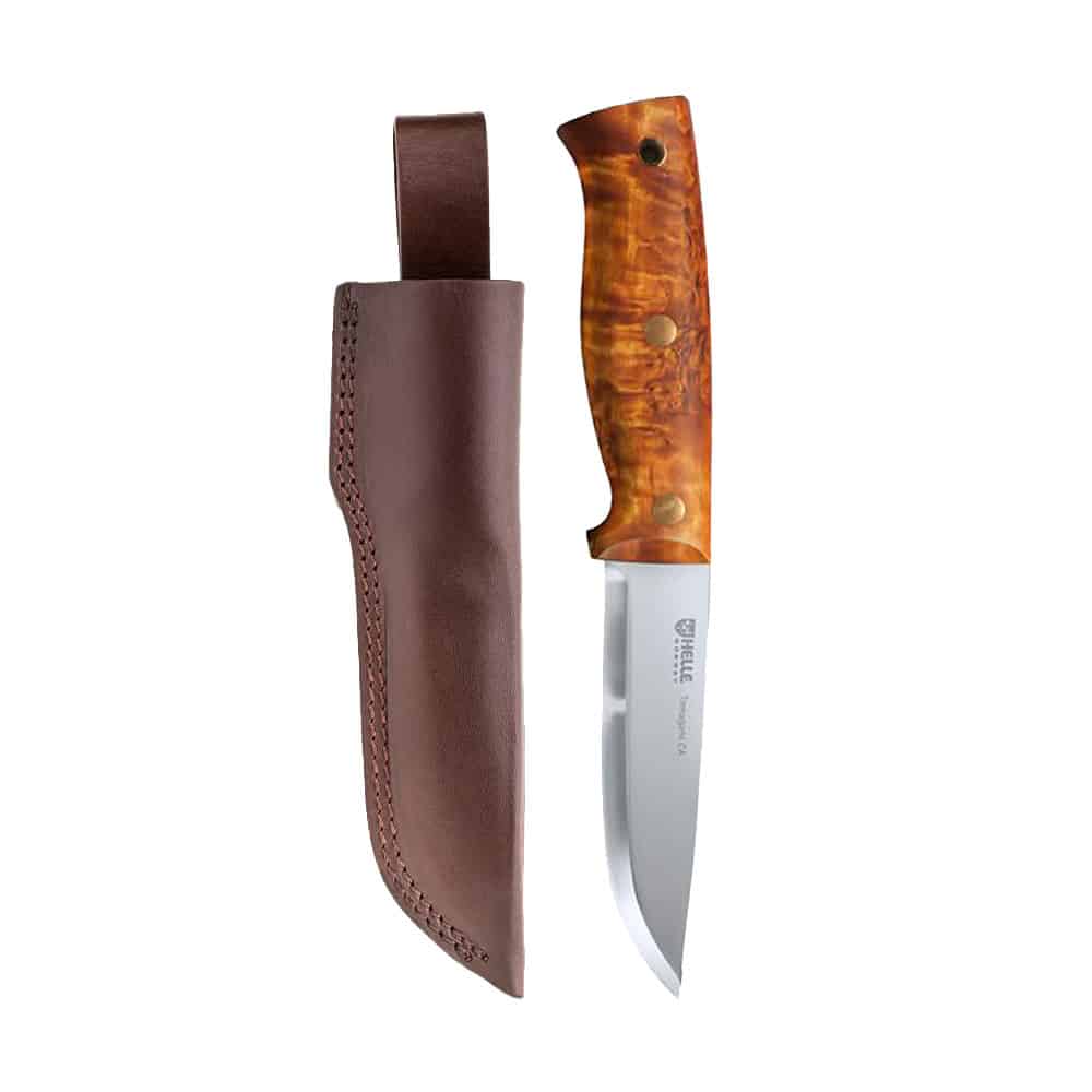 Helle Temagami CA Carbon Steel Knife Curly Birch Handle - Arborwear