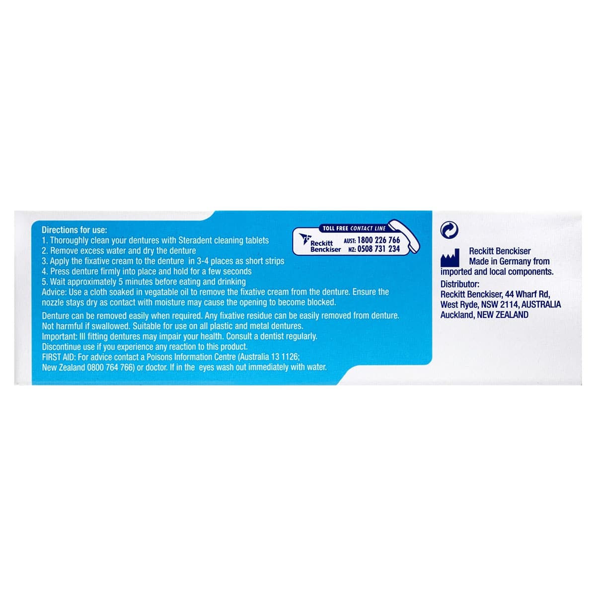Steradent Denture Fixative Cream Extra Strong Hold Sensitive 40g