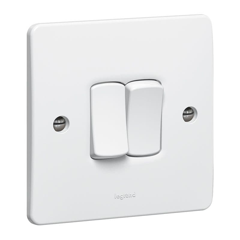 Single pole switch Synergy - 2 gang - 1 way 20 AX 250 V~ - white ...