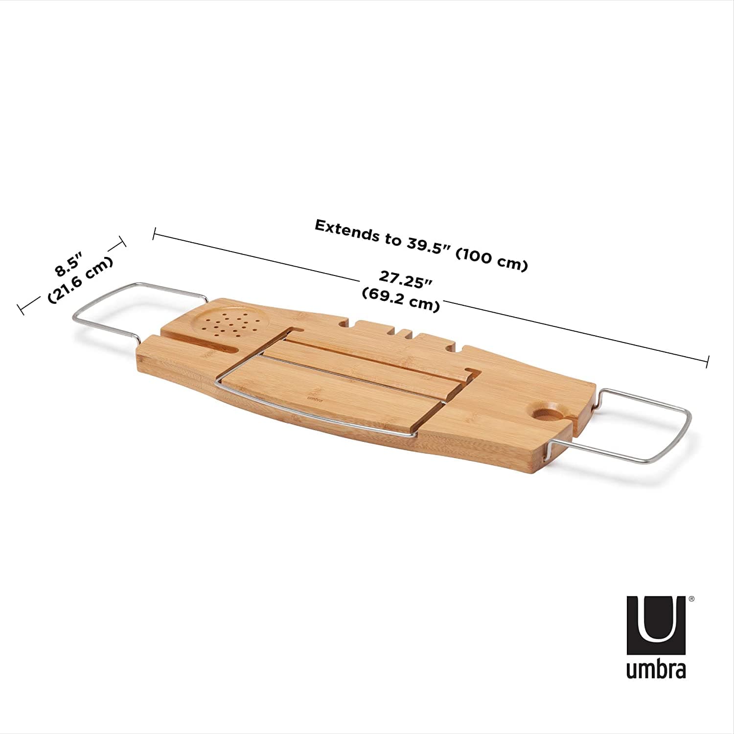 Umbra Aquala Bathtub Caddy Bamboo Extendable and Adjustable Tray Holder ...