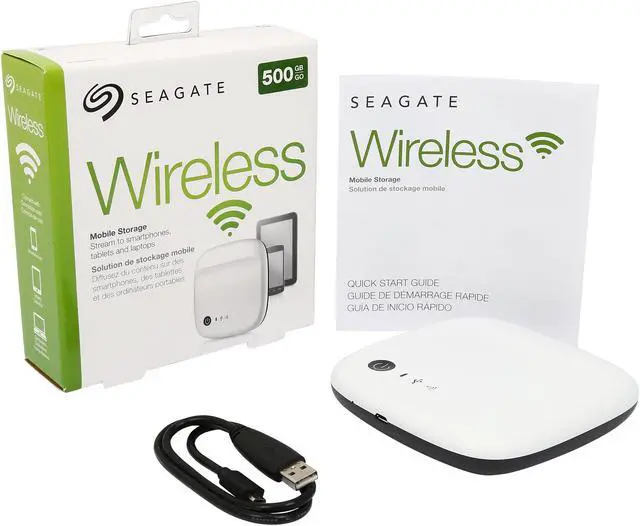 Seagate 500GB Wireless Mobile External Hard Drive STDC500101 White ...