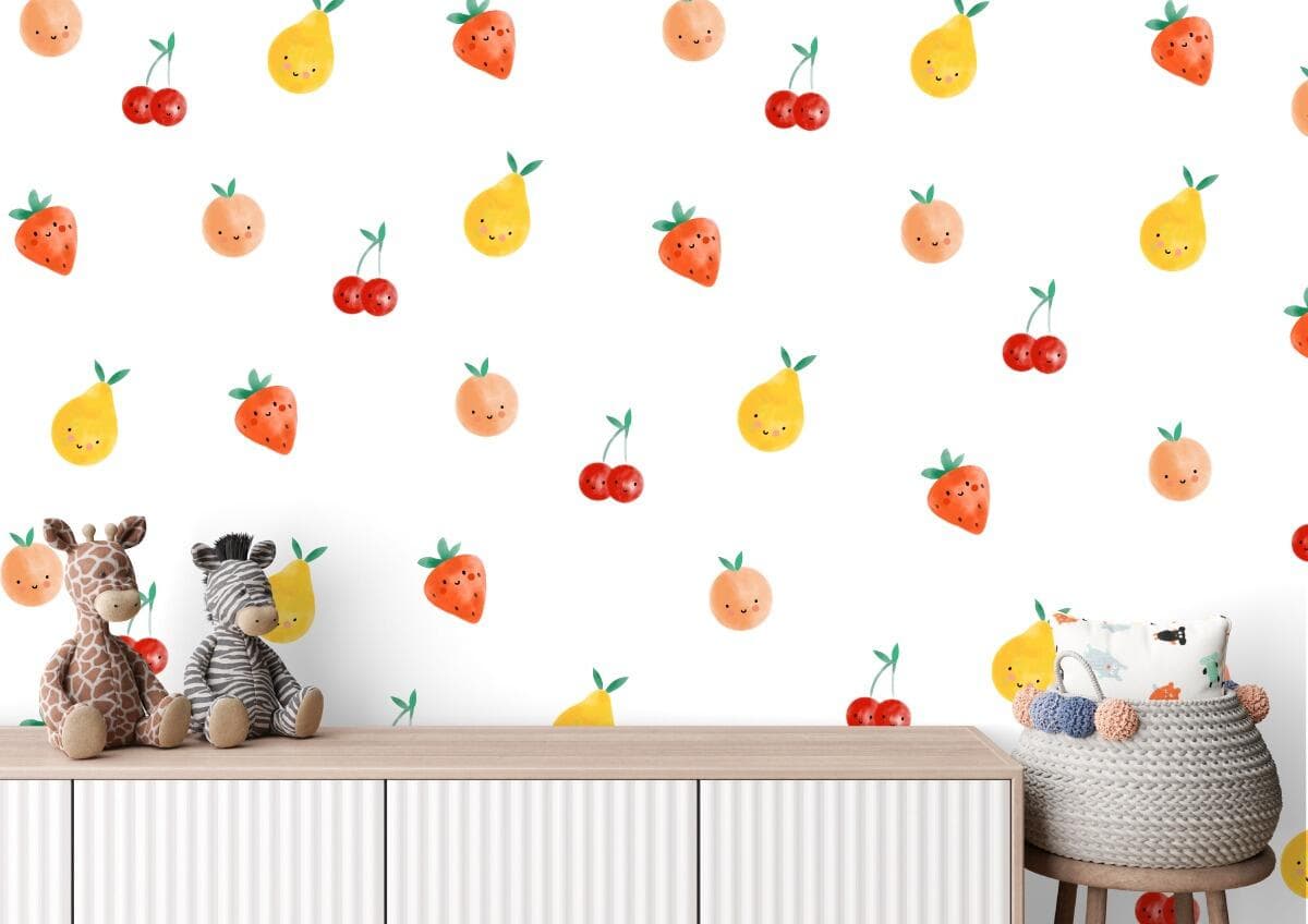 Cute fruit wall stickers - Cherry, peach & strawberry stickers
