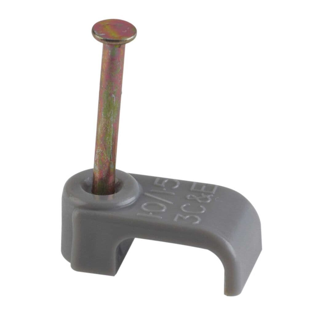 Tower 16mm Twin and Earth Flat Cable Clips Grey Pack 100