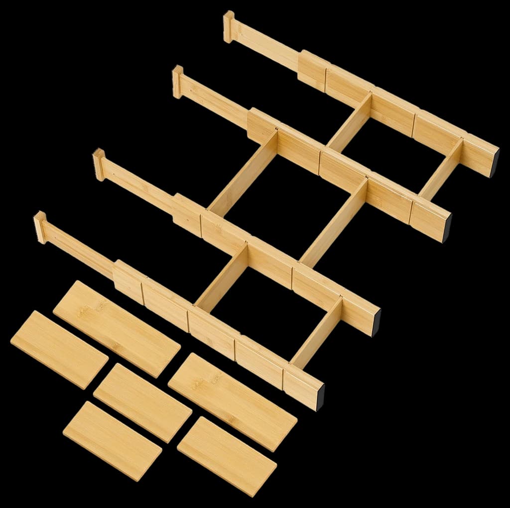 Utoplike Bamboo Drawer Dividers with Inserts, 4 pcs Adjustable Kitchen ...