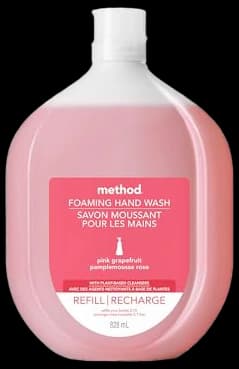 Method Foaming Hand Soap Refill, Biodegradable Formula Reloads Foam Hand Wash Bottle, Pink Grapefruit Scent, 828 mL
