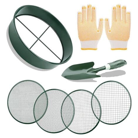 Soil Sieve Sifter Set with Shovel Gloves, Garden 4 Interchangeable Mesh ...
