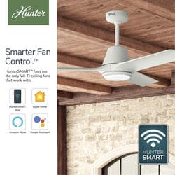 Hunter® Aeronaut 52" Matte White Indoor/Outdoor LED Smart Ceiling Fan ...