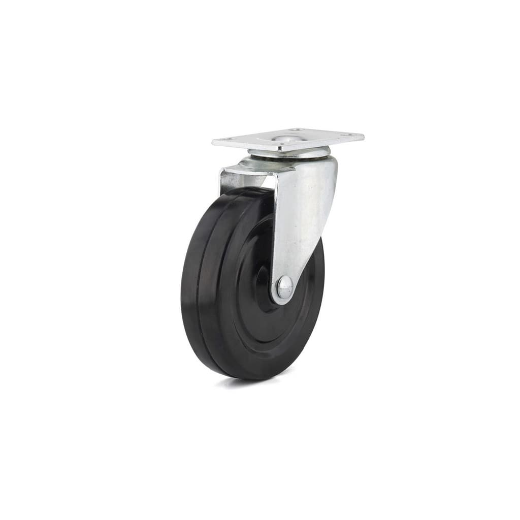 Madico - Swivel Top Plate Caster: Rubber, 4-15/16" Wheel Dia, 1-1/4 ...