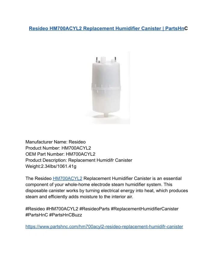 PPT - Resideo HM700ACYL2 Replacement Humidifier Canister _ PartsHnC ...