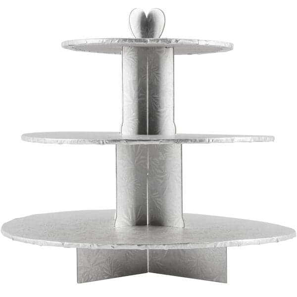 Enjay CS-SILVER 3-Tier Disposable Silver Cupcake Treat Stand