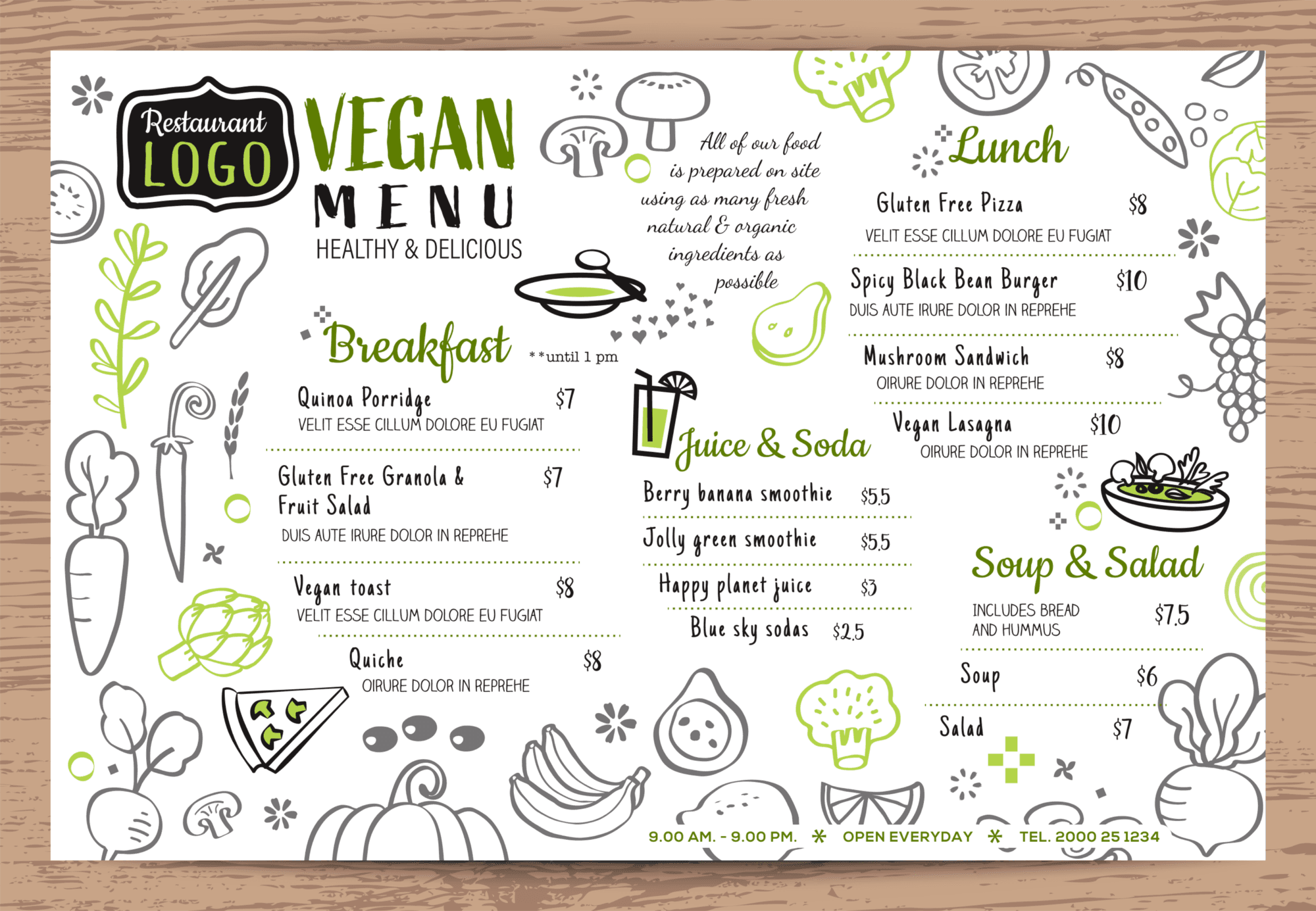 Custom Printed Placemats | Placemat Menu