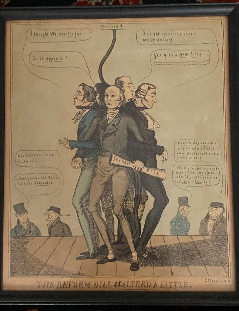 Antique British Political Satire / Cartoons ~ Four framed Lithographs ...