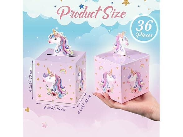 36 Pieces Unicorn Party Favor Boxes
