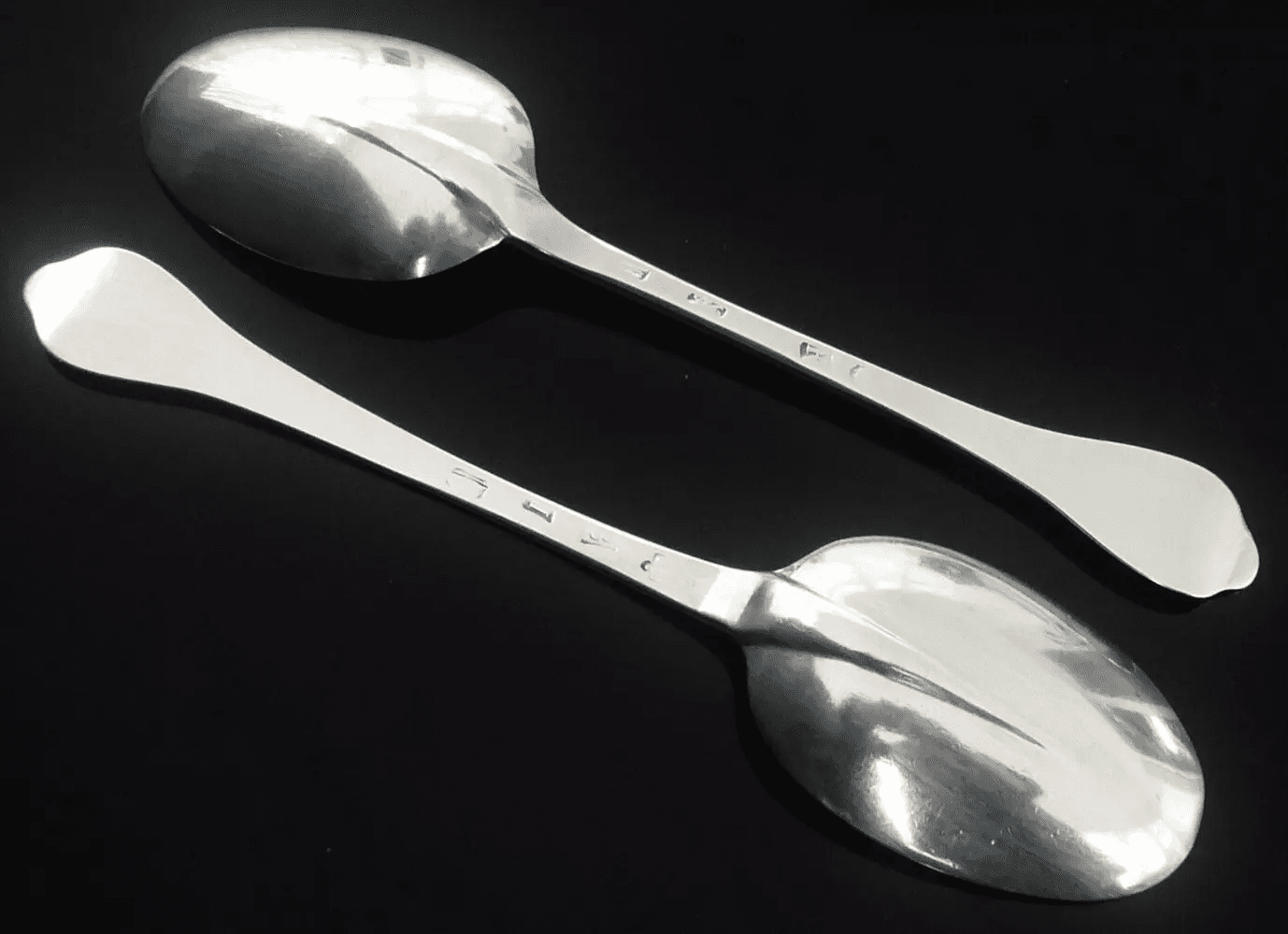 2 Antique Britannia Silver Dognose Rattail Serving Spoons, c.1720 ...