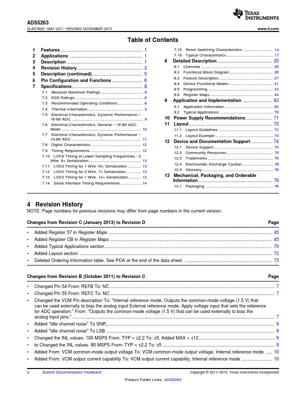 ADS5263 100-MSPS High-SNR ADC (Texas Instruments)