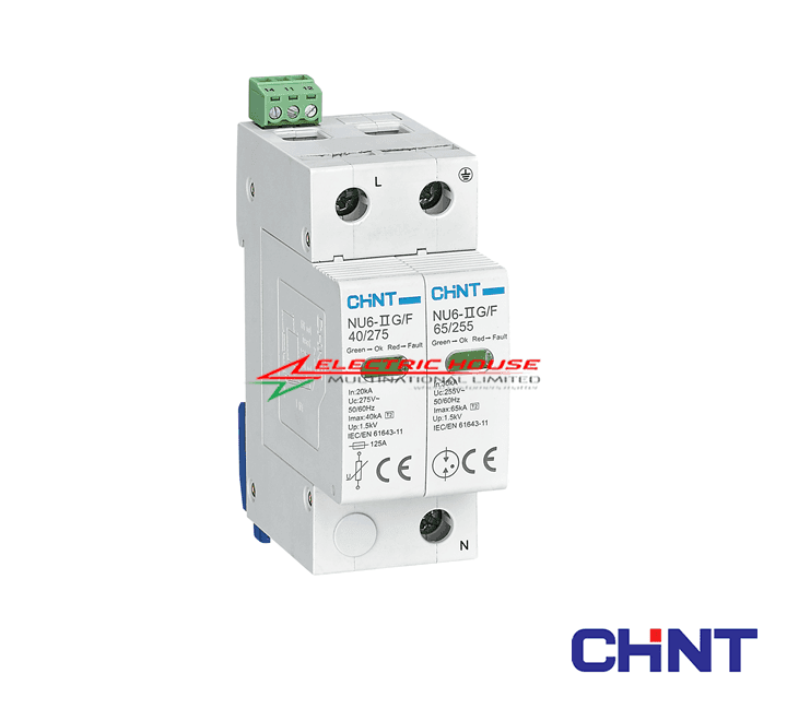 Chint Surge Arrestor Device SPD NU6-II-G/F-1PN 2 Pole | Electric House ...