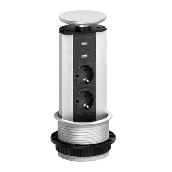 EVOline Port black pop up power socket with usb for worktops