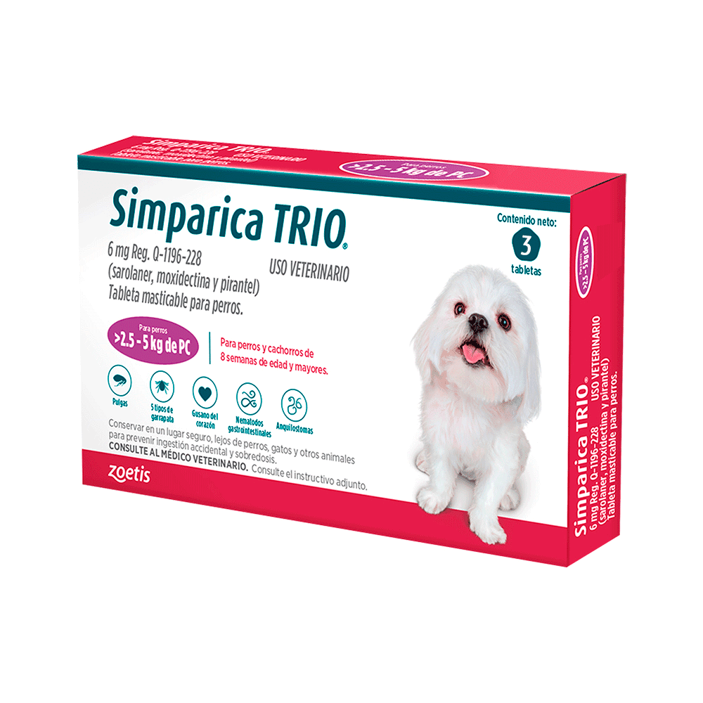 Simparica TRIO 6mg x 3 tabletas (2.5 a 5 kg) | Foopy Pet Store