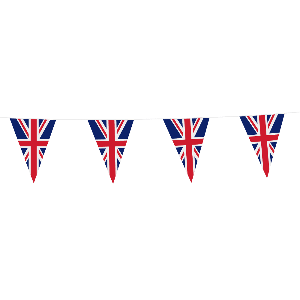 Bunting PE 10m Union Jack size flags: 20x30cm - Globos Europe