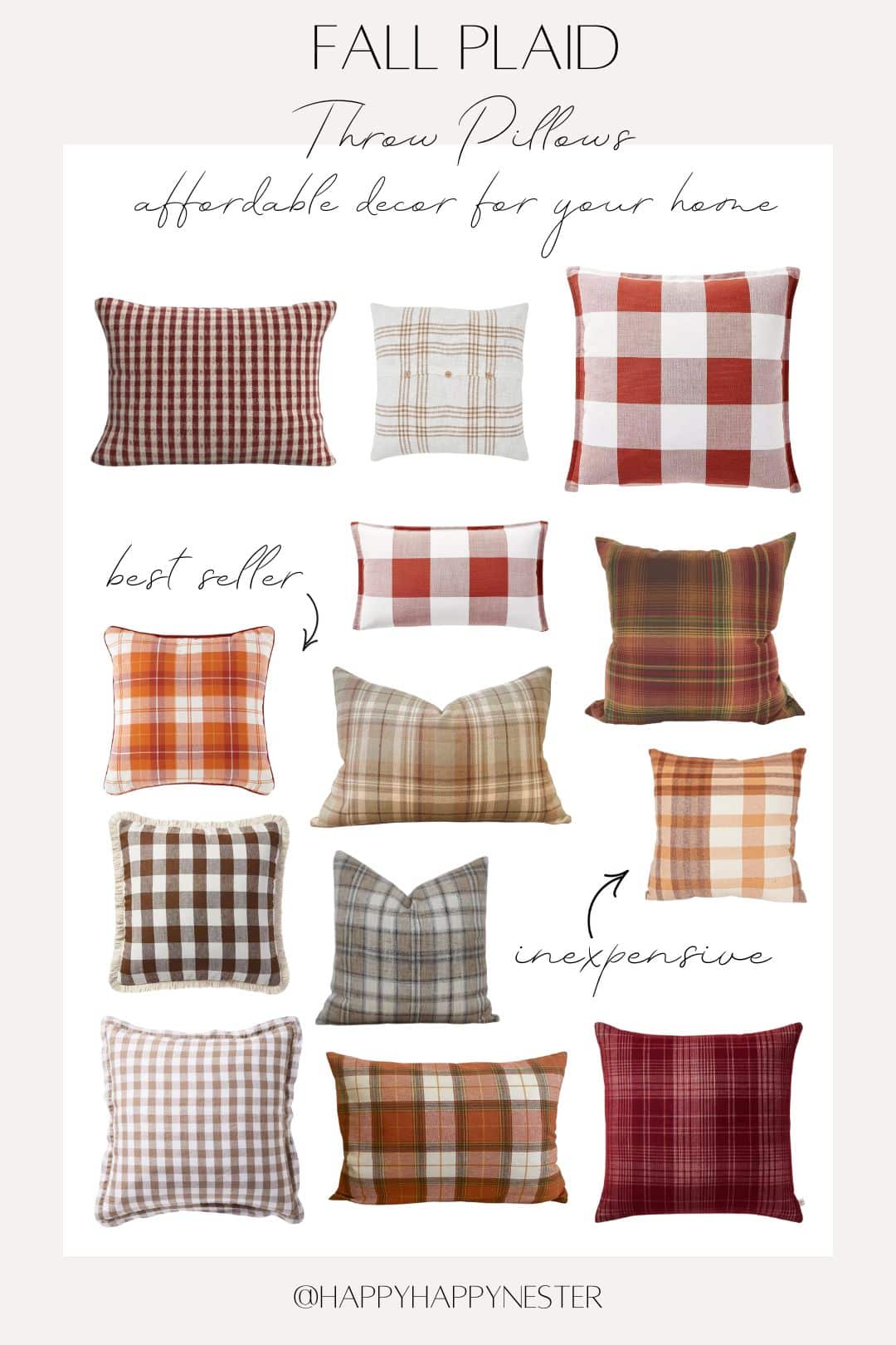 Fall Plaid Throw Pillows - Happy Happy Nester