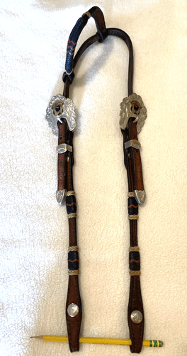 Dale Chavez Trophy Show Headstall Bridle with Rawhide & Huge Silver ...