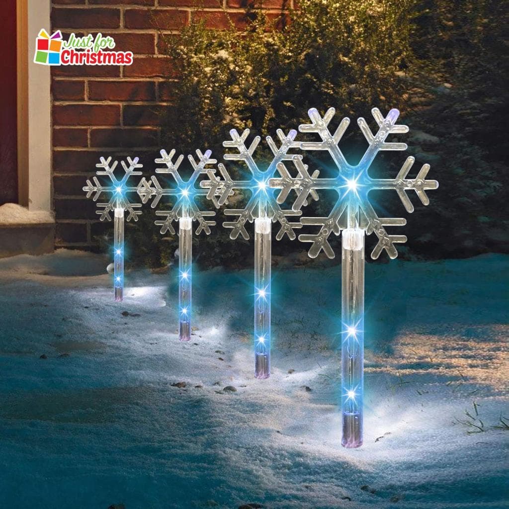 Christow 10 LED Battery Snowflake Garden Stake Lights