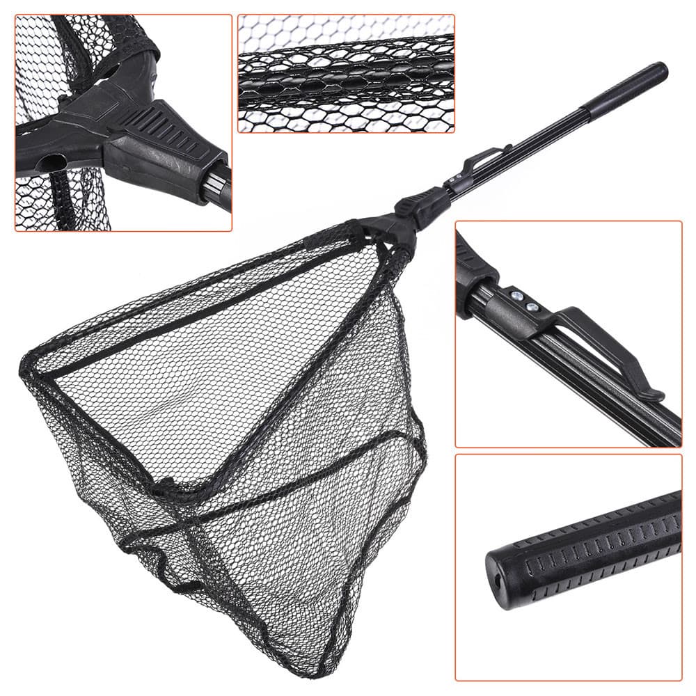 Folding Fishing Net Mesh Fish Landing Net Collapsible Foldable Pole ...