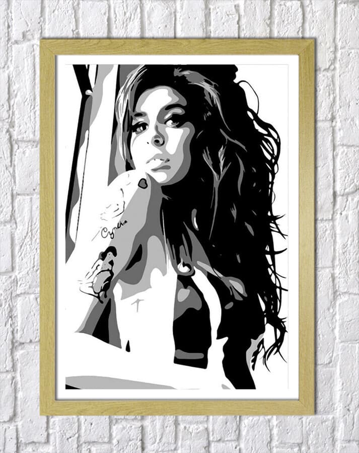 Amy Winehouse Black And White Drawings SARAH HOLMES ORIGINAL FRAMED