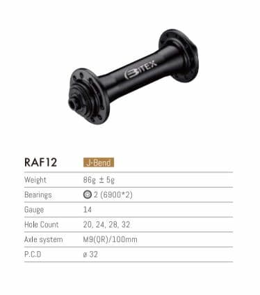 Bitex RAR12 RAF12 J-Bend Silver Hubs Rear or Front or Pair 20H 24H 28H ...