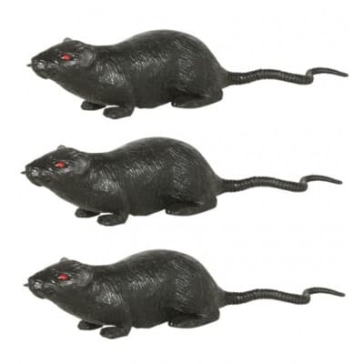 3 x Fake Rats Rubber Halloween Decoration Creepy Prop Prank Gag Rat ...
