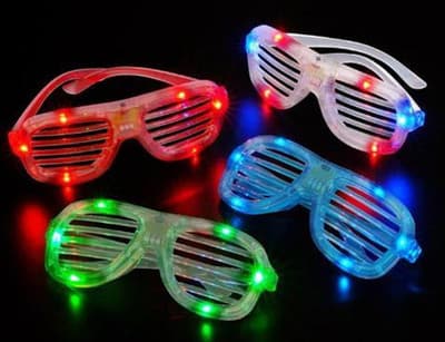 4 Shutter Style LED Flashing Light Up Glasses Slotted Fancy Dress ...
