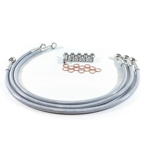CUSTOM MADE - GALFER BRAIDED STAINLESS STEEL FRONT BRAKE LINE KIT - 3 ...