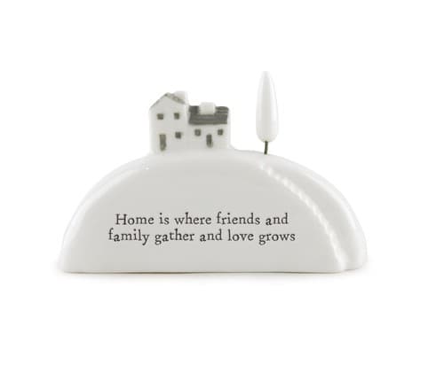 East Of India Home Is Where Love Grows Ceramic House On Hill Inside Box ...
