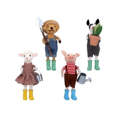 Gisela Graham Set of 4 Novelty Felt Gardening Farm Animal Easter ...