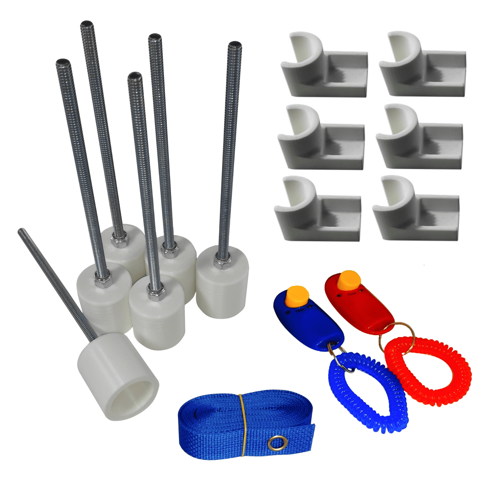 6 Weave Pole pegs with 24" Spacer, 6 Jump Cups & 2 Clickers, Dog ...
