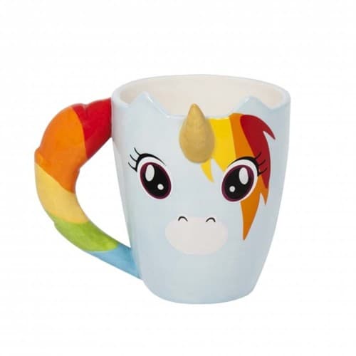 Colourful Unicorn Coffee Mug 3d Horn Tail Handle Thumbs Up Tea Novelty ...