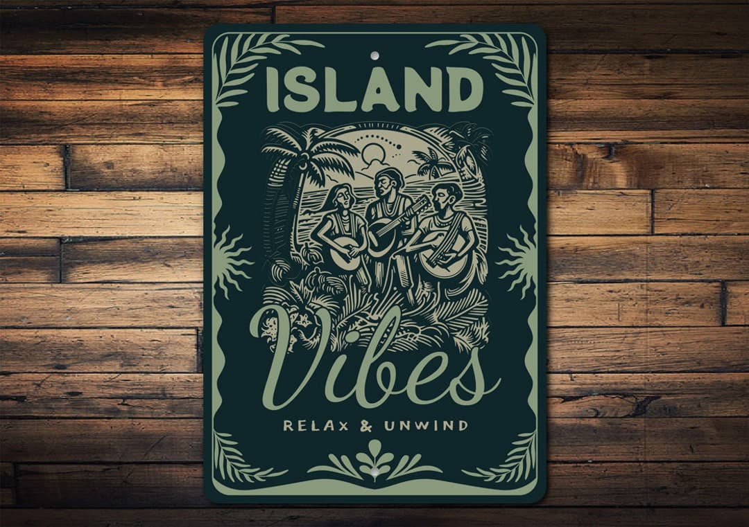Island Vibes Sign, Tropical Wall Decor, Summer Paradise Sign, Relax and ...