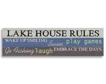 Lake House Rules Wall Decor, Statement Wall Decor, Wood Lake House Sign ...