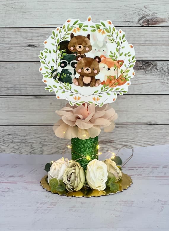 Rustic Woodland Baby Shower Centerpieces Kara'…