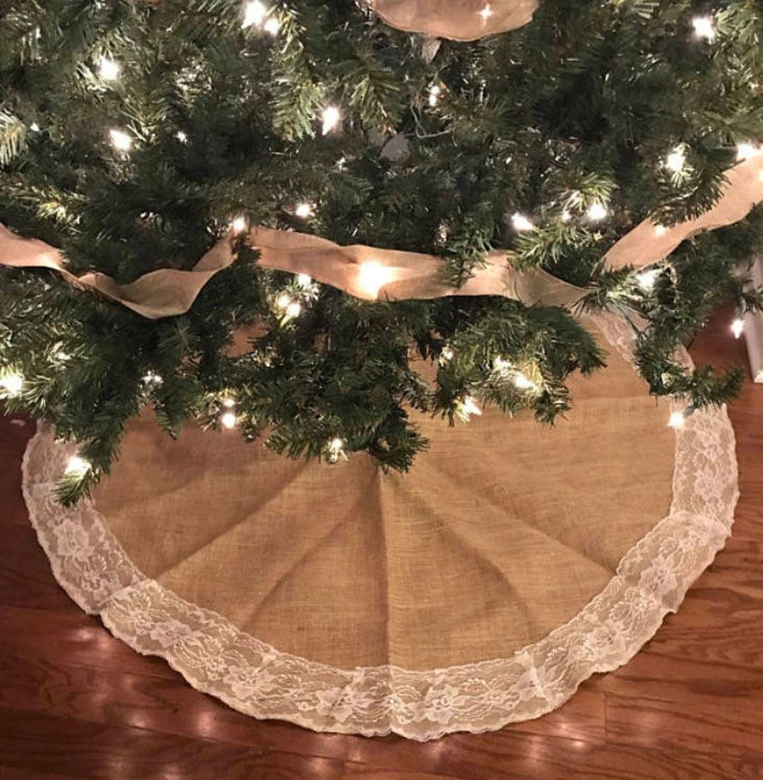 Tree Skirt Christmas Tree Skirt Burlap and Lace Christmas - Etsy