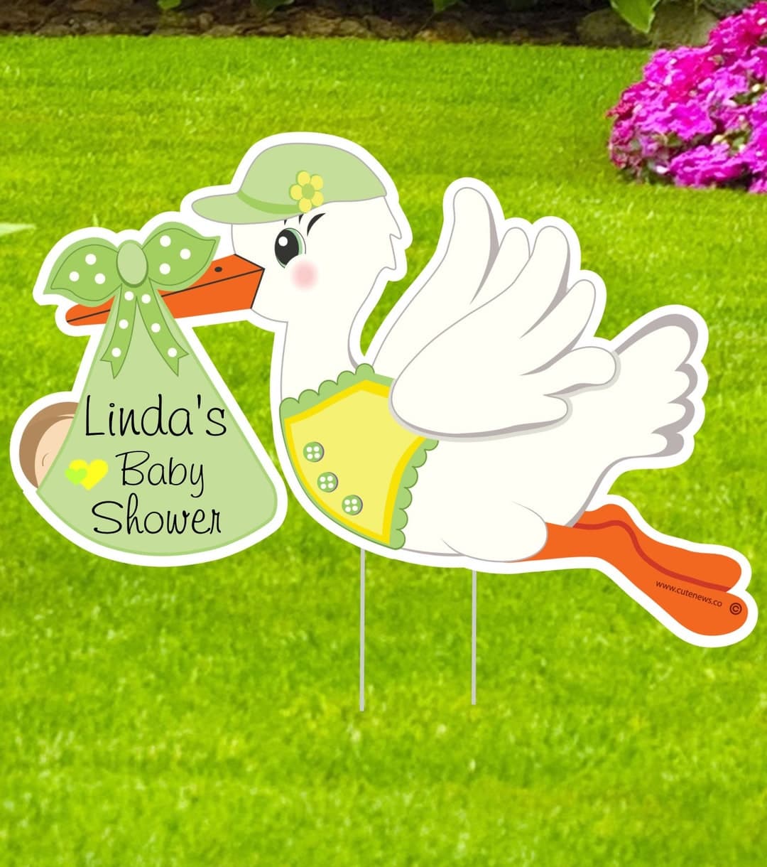 Welcome Baby Shower Sign Yard Sign Baby Shower Welcome Sign Green Stork ...