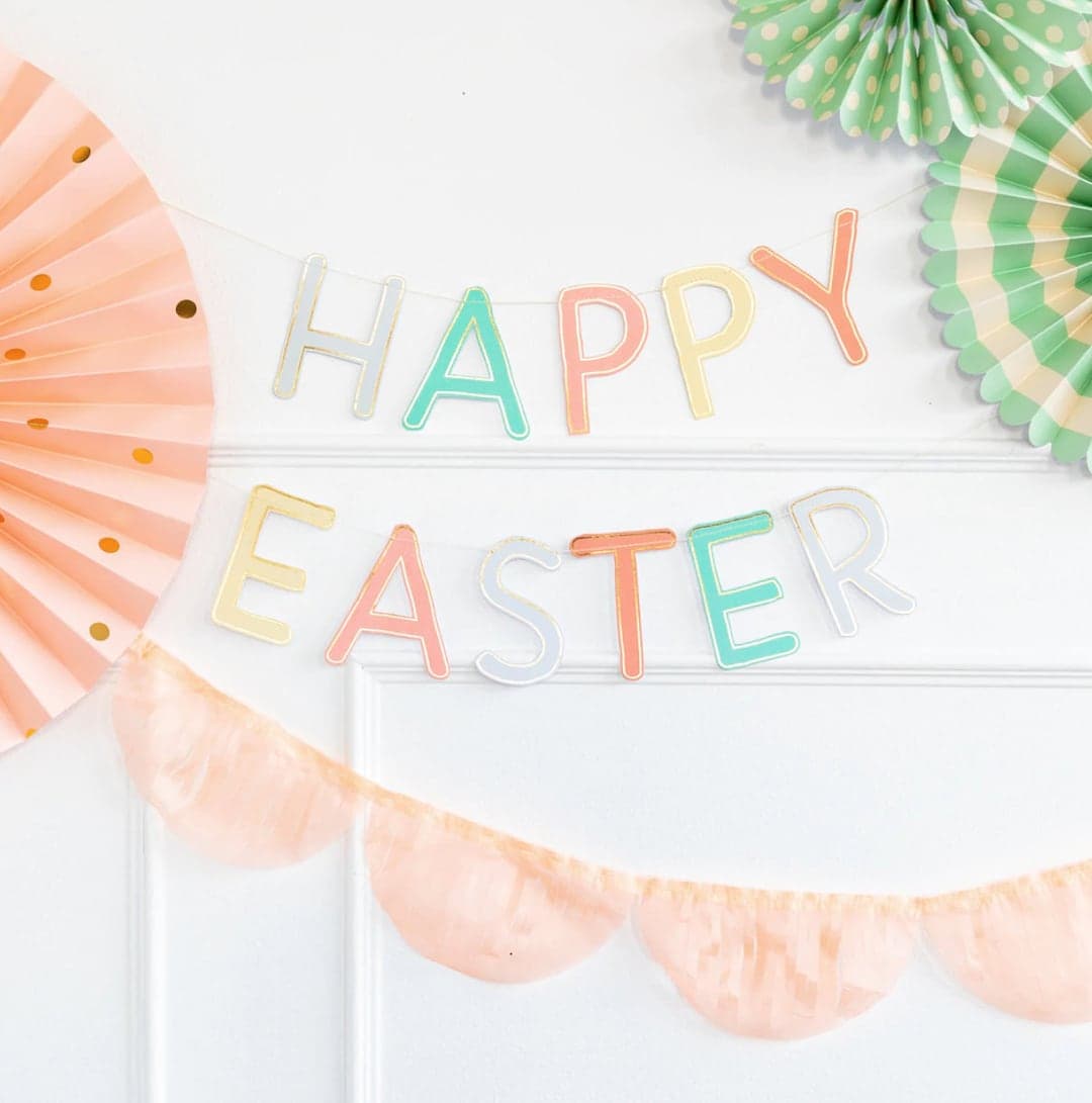 Easter Banner/ Bunny Banner/ Pastel Banner/ Floral Banner/ Easter Party ...