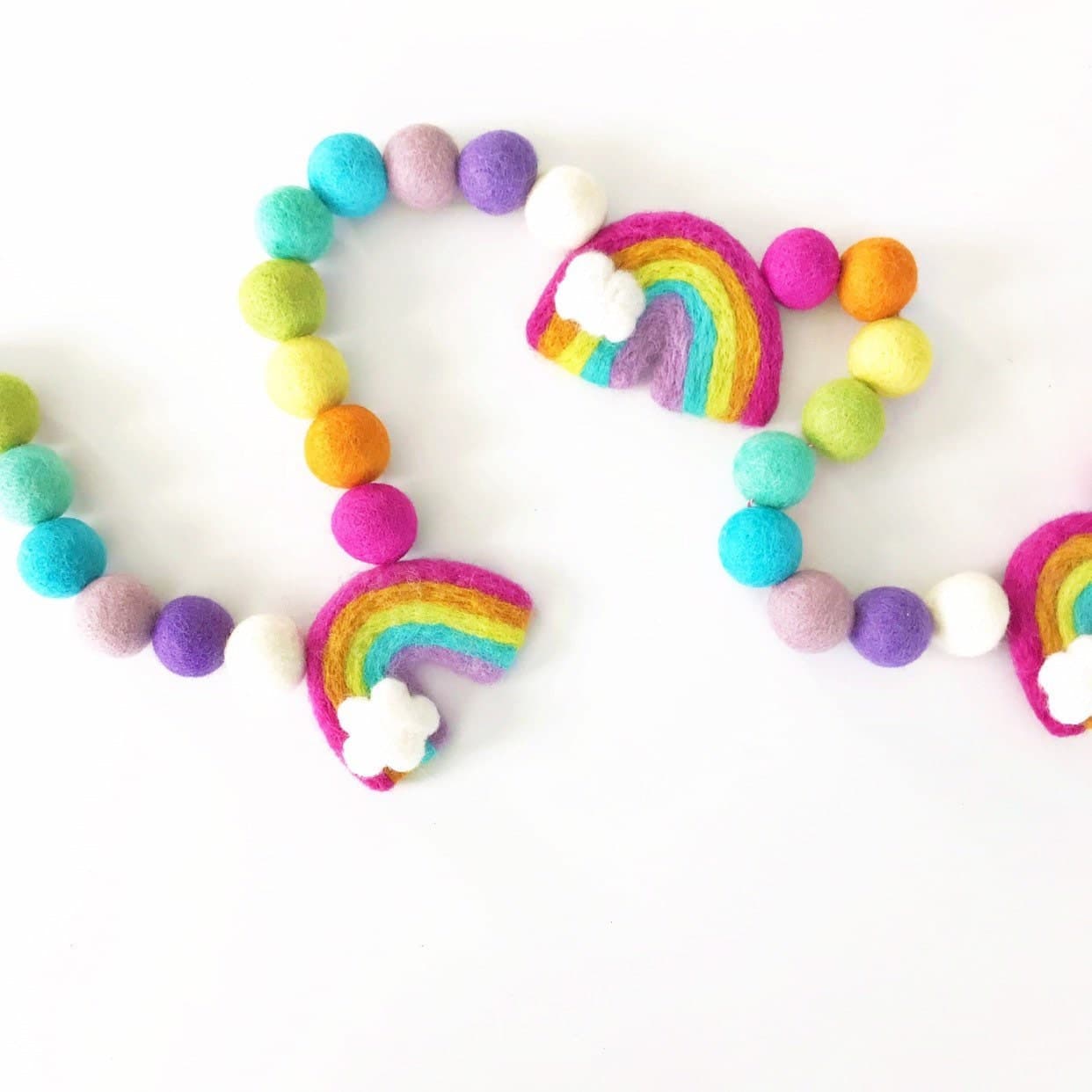 Rainbow Felt Ball Garland by The Little House of Treasures