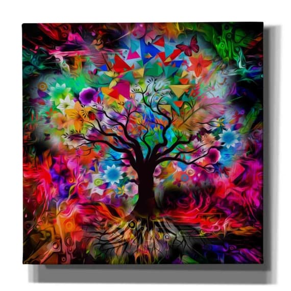 Kaleidoscope Tree Black Canvas Wall Art - Etsy