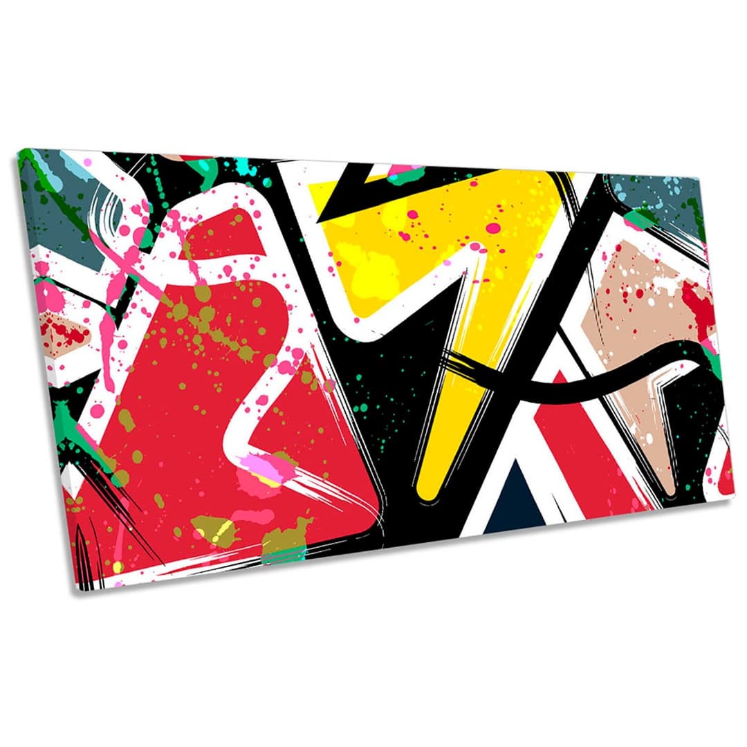 Graffiti Abstract Urban Grunge Framed PANORAMIC CANVAS PRINT Wall Art ...