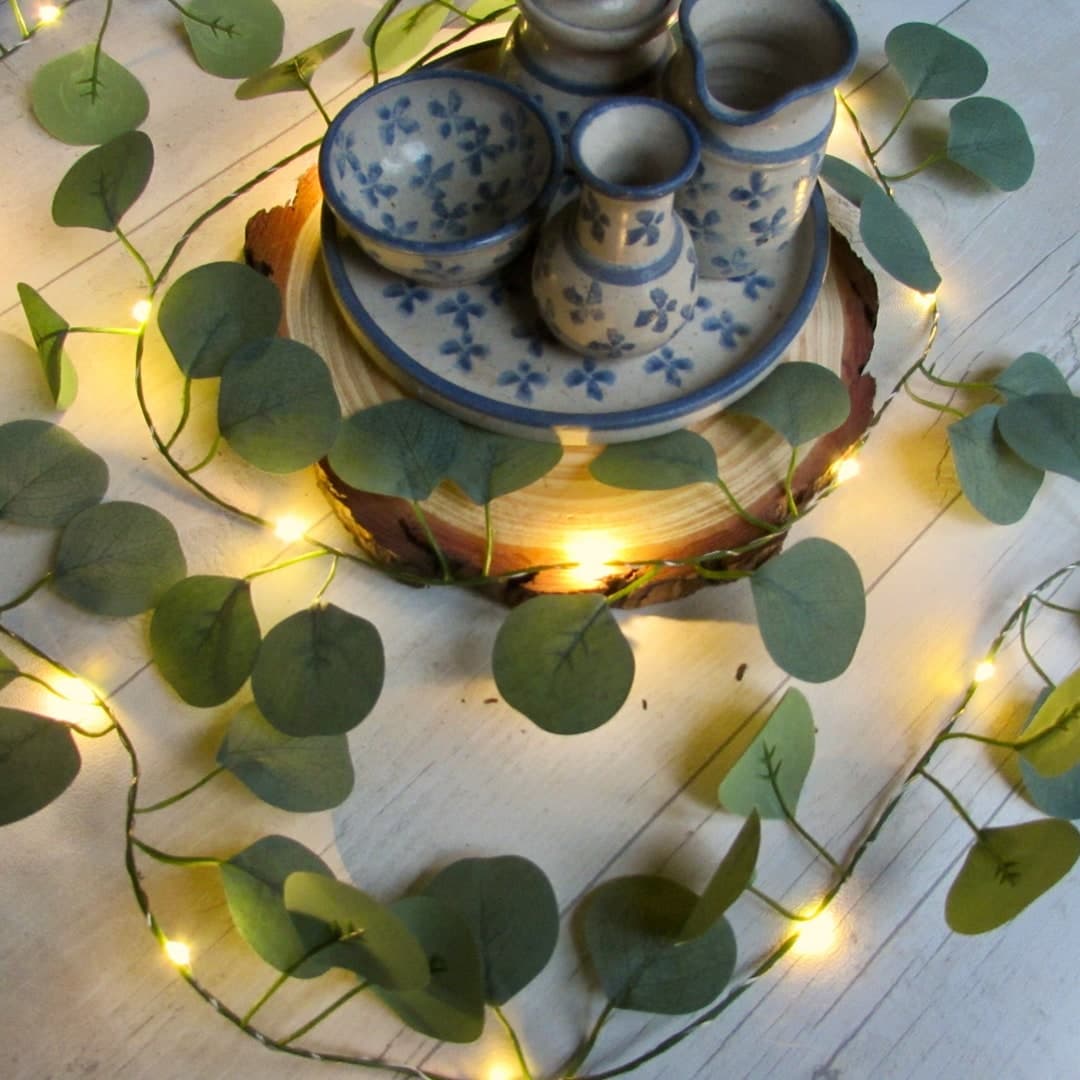 Eucalyptus Fairy Lights. Leaf String Lights. Lit Garland. Battery, Usb ...