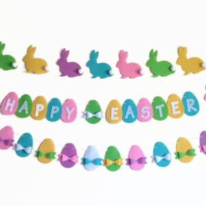 Easter Egg Garland Decoration, Easter Felt Banner, Handmade Bunting for ...